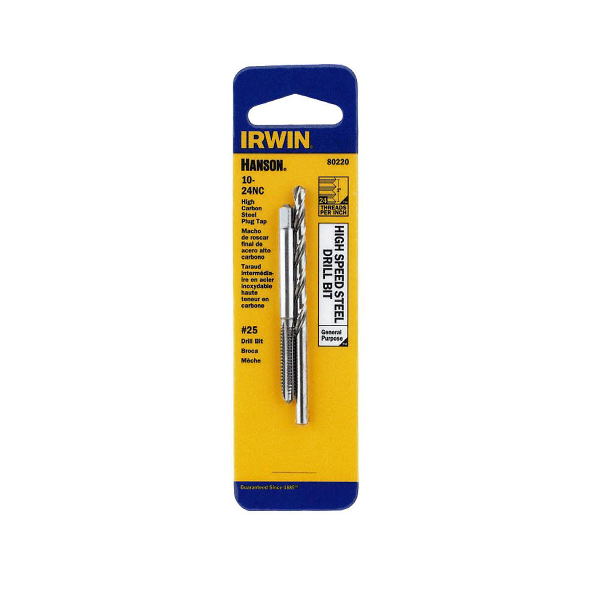 Hanson Tap and Drill Set — 10-24 Tap, No. 25 Drill, Model# HAN80220